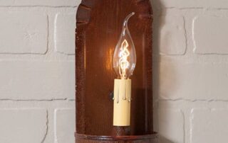 Fireplace Sconce in Rustic Tin with one 60-watt candelabra socket, UL listed, made in the USA.