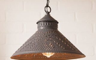 Stockbridge Pendant Light with Willow Design in Kettle Black, 150-watt max, handcrafted in Pennsylvania.