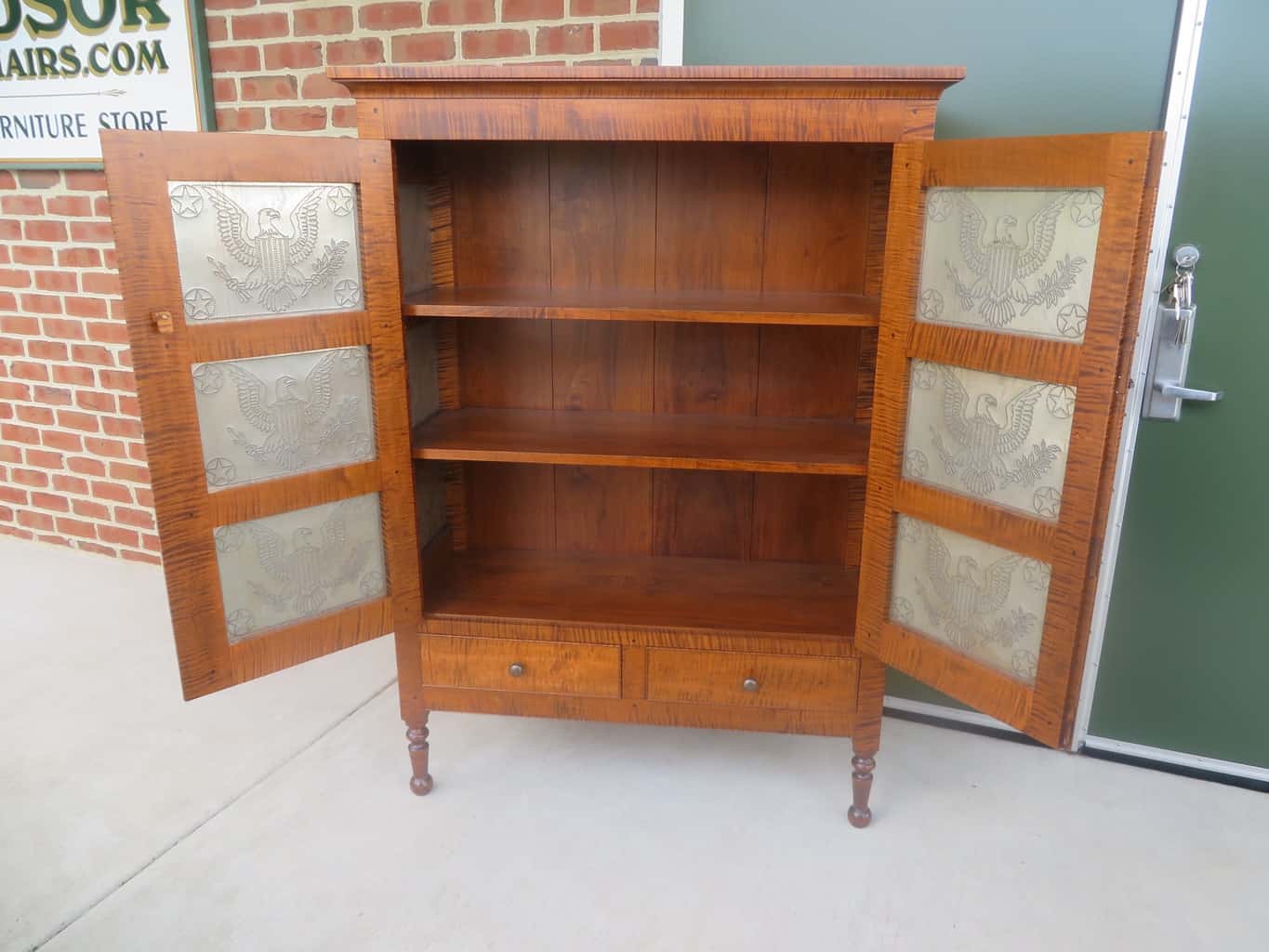 Tiger Maple Wood Pie Safe - Great Windsor Chairs