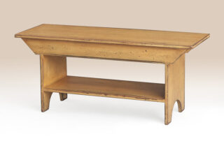 Historical York County Bench in country style, shown in historical mustard over natural finish.