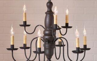 Fairfield Chandelier in Americana Black finish with nine candelabra sockets.