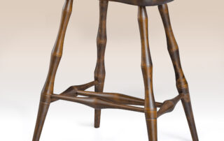 Historical Saddle Seat Stool with Bamboo Style Turnings, shaped seat, and classic Windsor design for a Country kitchen.