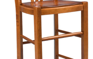 Basking Ridge Stool with decorative back splat and choice of wood, fiber, or upholstered seat. Ideal for various spaces.