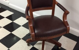 Morgan Desk Chair with adjustable seat height and tilt swivel base in maple wood.
