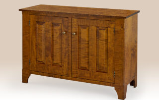 Historical Charleston Sideboard with raised panels and simple design, available in tiger maple, cherry wood, or painted finishes. American made.