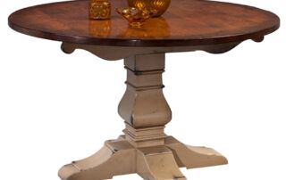Williams Pedestal Table, versatile for dining or kitchen, available in various sizes and finishes, American made.