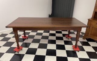 Cherry Wood 7 ft x 40 in Table with turned legs and breadboard ends, ideal for dining room or large kitchen, American made.