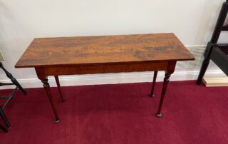 Queen Anne Sofa Table in dark tiger maple wood, perfect for hallways or behind a sofa, American made.