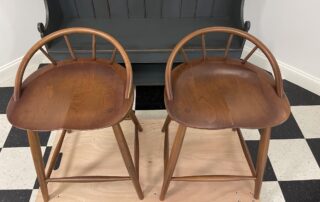 Pair of Abilene Stools in cherry wood with 24in seat height, perfect for 36in counter height, American made.