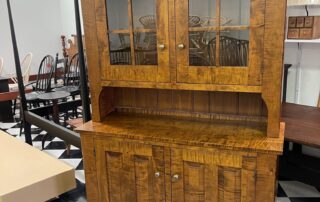 Tiger Maple Wood Historical Simpsonville Hutch, ideal centerpiece for dining rooms or large kitchens. American made.