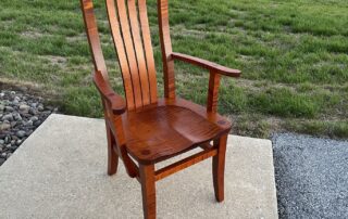 Serpentine High Back Armchair crafted from tiger maple wood with beautiful graining, ideal as an accent chair. American made.