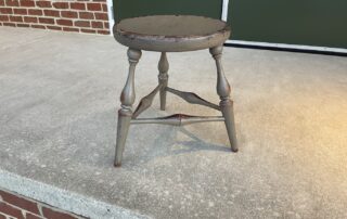 Historical Farm Table Stool with Shakertown gray finish, perfect as an accent piece or for table seating, American made.