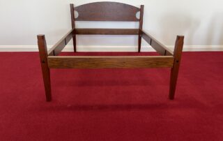 Cherry Full Size Historical Wicklow Low Post Bed with simple posts and headboard, suitable for smaller rooms and lower ceilings, American made