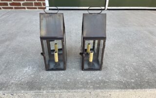 Pair of Simple Shaker Wall Lights in Dark Brass finish, ideal for country, colonial, or contemporary decor. Made in Lancaster County, PA.