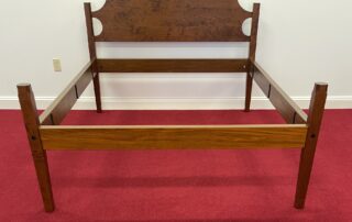 Cherry Queen Size Historical Wilson Shaker Bed with simple posts and headboard, ideal for smaller rooms and low ceilings, American made.