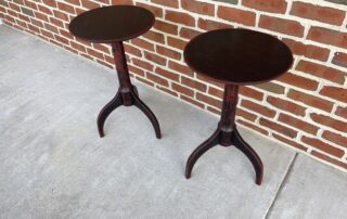 Pair of Shaker Candle Stands in Rustic Black over Red Painted Finish, American-made.