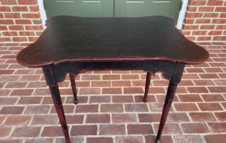 Revere Porringer Table in Rustic Black over Red Finish, ideal for a country farmhouse, American made.