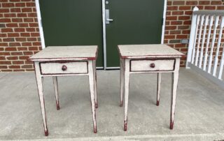 Pair of Morgan End Tables with Rustic White over Rustic Red finish, ideal for country farmhouse or contemporary decor.