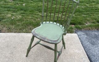 Historical Birdcage Windsor Side Chair with bamboo style turnings and apple green over natural finish, crafted in the USA.