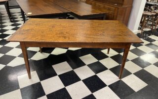 6 ft Pennsylvania Farm Table with tiger maple top and tapered leg base, American made.