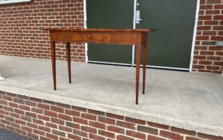 Enfield Shaker Hall Table in tiger maple wood with dovetailed drawer, American-made for country or city settings