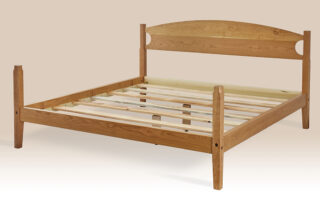 Shaker Bed with classic headboard and simple posts, American-made, ideal for cottages and modern decor.