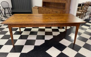 7 ft. Pennsylvania Farmhouse Table in Tiger Maple with Light Hand Planed Top and Breadboard Ends, Two 15 in. Extensions, American Made