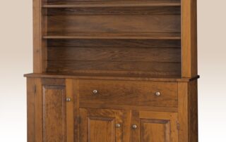 Open Top Cupboard with raised panels and dovetailed drawer in tiger maple or cherry wood, perfect for country-style dining rooms and kitchens.