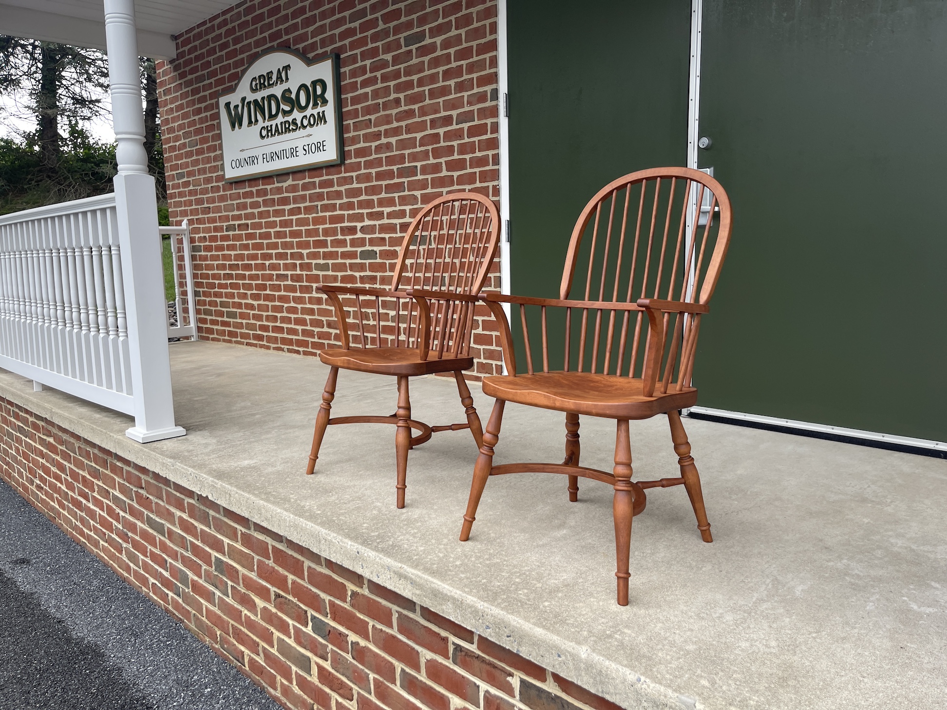 Two Cherry Wood English Style Windsor Chairs Image