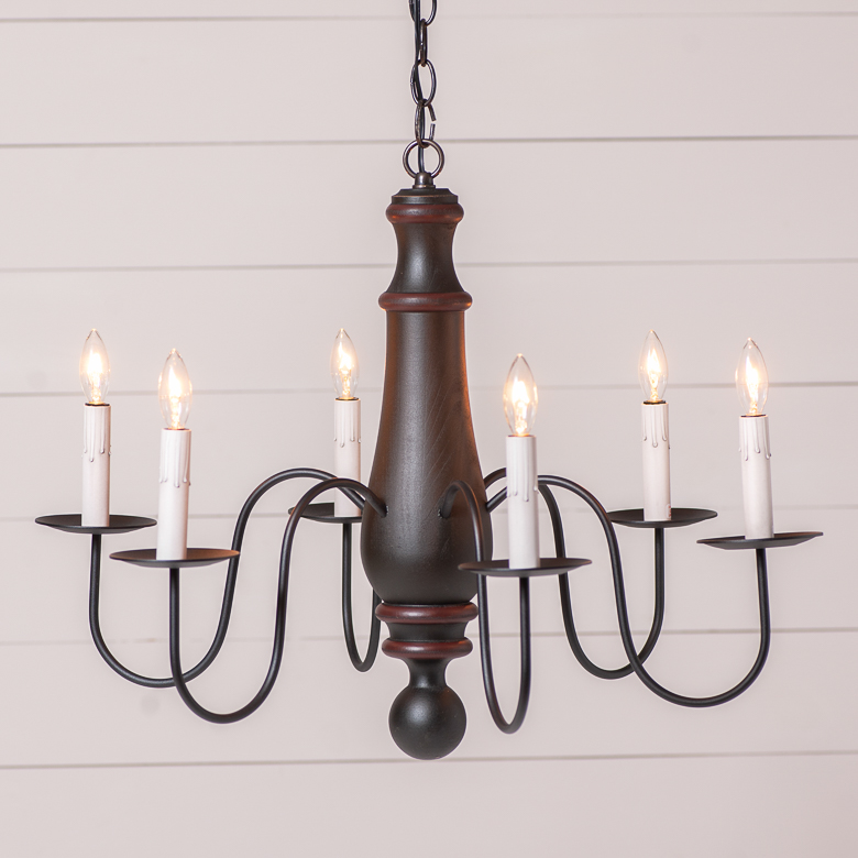 Large Wooden Norfolk Chandelier in Rustic Black Image