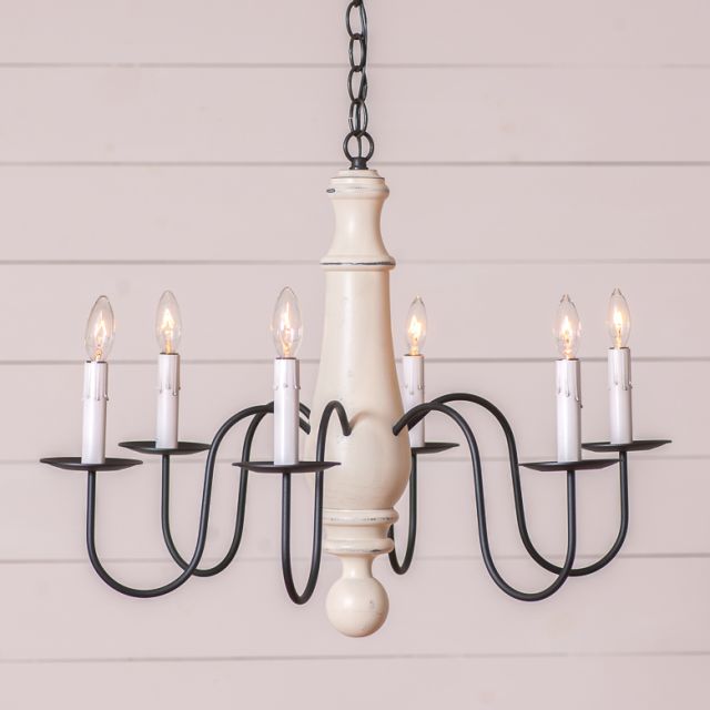 Large Wooden Norfolk Chandelier in Rustic White Image