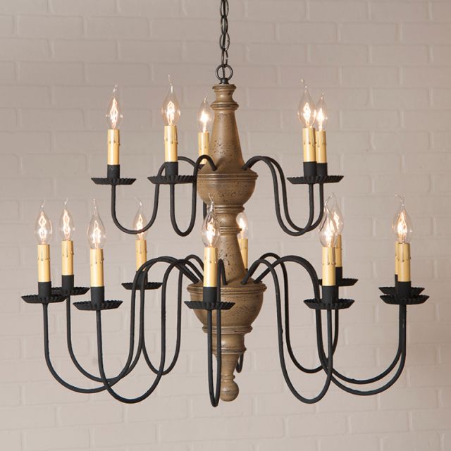 Two Tier Wooden Harrison Chandelier in Americana Pearwood Image