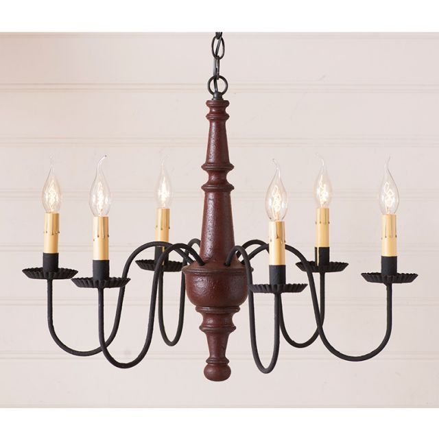 Harrison Wooden Chandelier in Americana Plantation Red Image