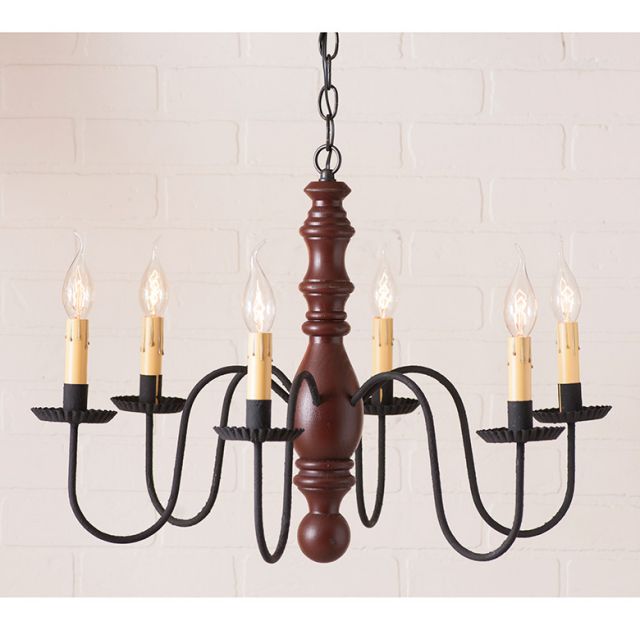 Manassas Wooden Chandelier in Sturbridge Red Image