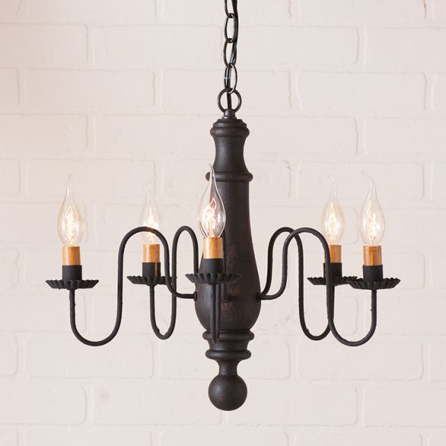 Medium Norfolk Chandelier in Hartford Black over Red Image