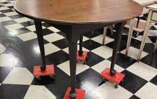 42in Round Queen Anne Farm Table with a cherry wood top and Antique black painted base, perfect for Country or Antique settings.