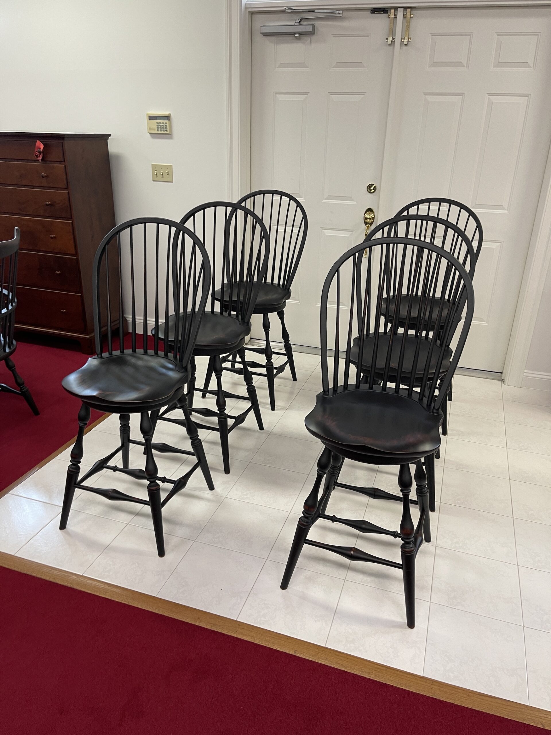 6 Historical Swivel Bow Back Stools 25in Seat Height - SOLD-image