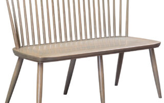 Aspen Settee with a versatile design, ideal for hallways, foyers, or living rooms. Available in various finishes.