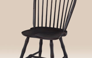 Bow-Back Side Windsor Chair with bamboo turnings, shield-shaped seat, and timeless colonial style. Perfect for dining or office spaces.