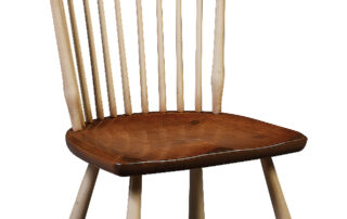 Designer Fan Back Side Windsor Chair with simple design and legs mortised through the seat, available in various finishes.