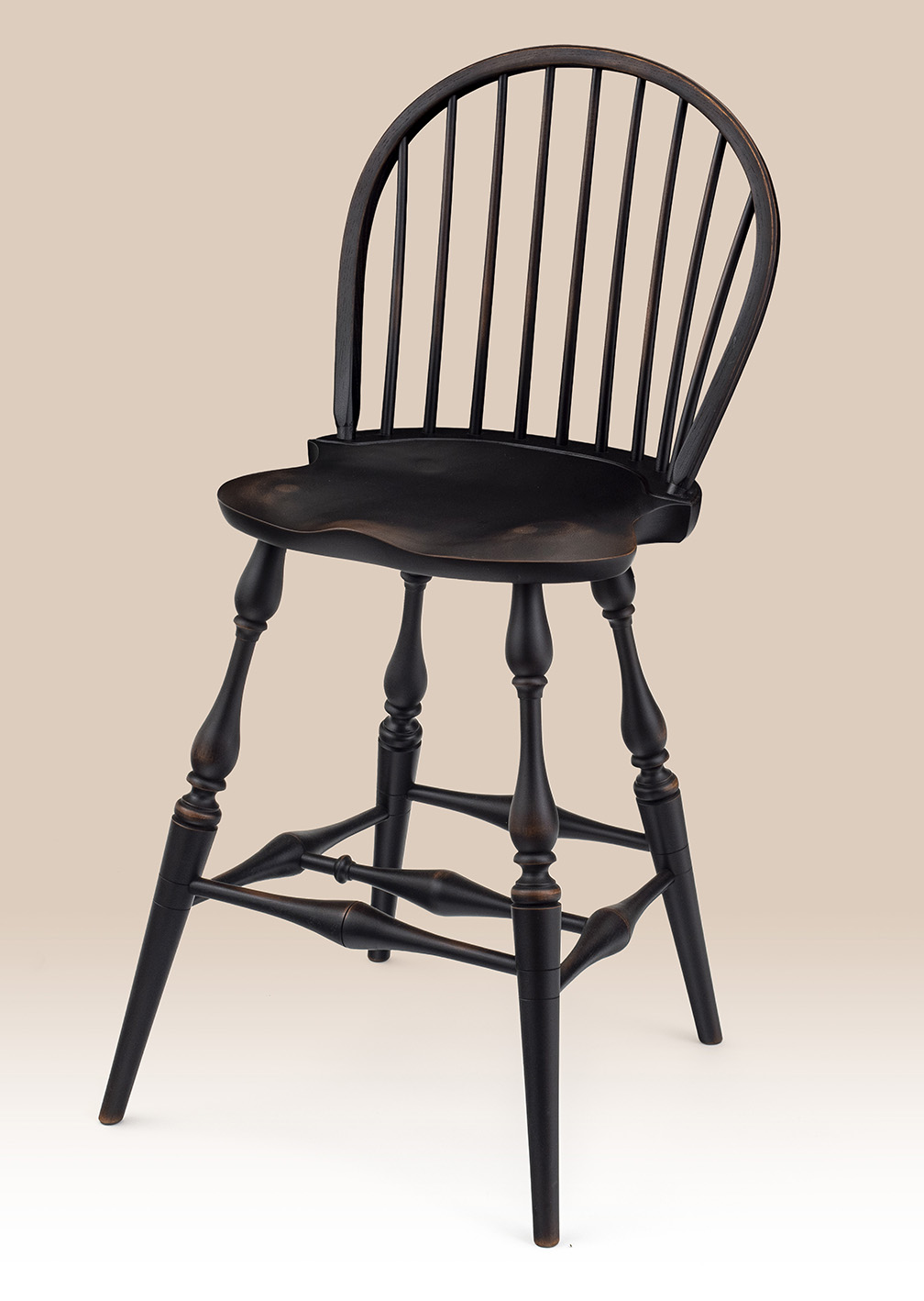 Historical Low Bow Back Windsor Stool - Non Swivel-image