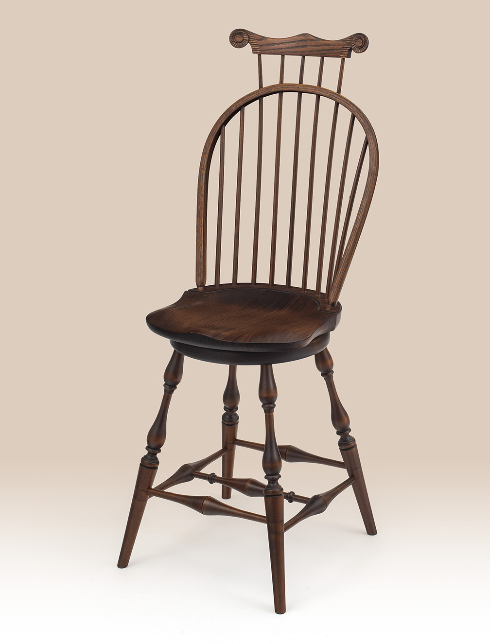 Historical Swivel Bow-Back Windsor Stool with Comb-image