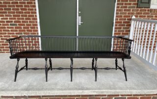 he Historical Series Long Farmhouse Bench, showcasing American craftsmanship with a classic Windsor style.