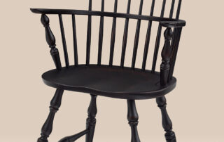 New England Fan Back Windsor Armchair with a fan back, turned legs, and timeless Windsor design. Ideal for dining or accent spaces.