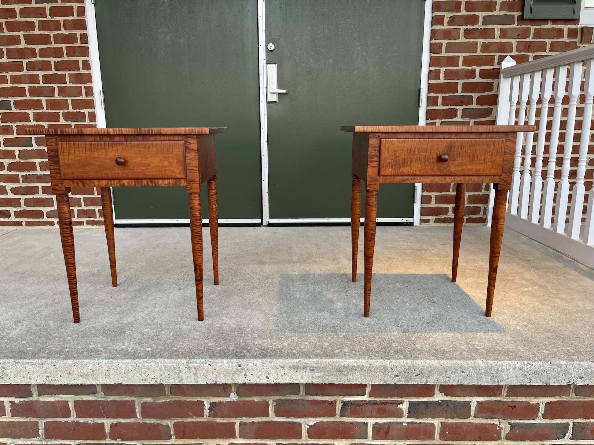 Pair of Tiger Maple Wood End Tables - SOLD-image