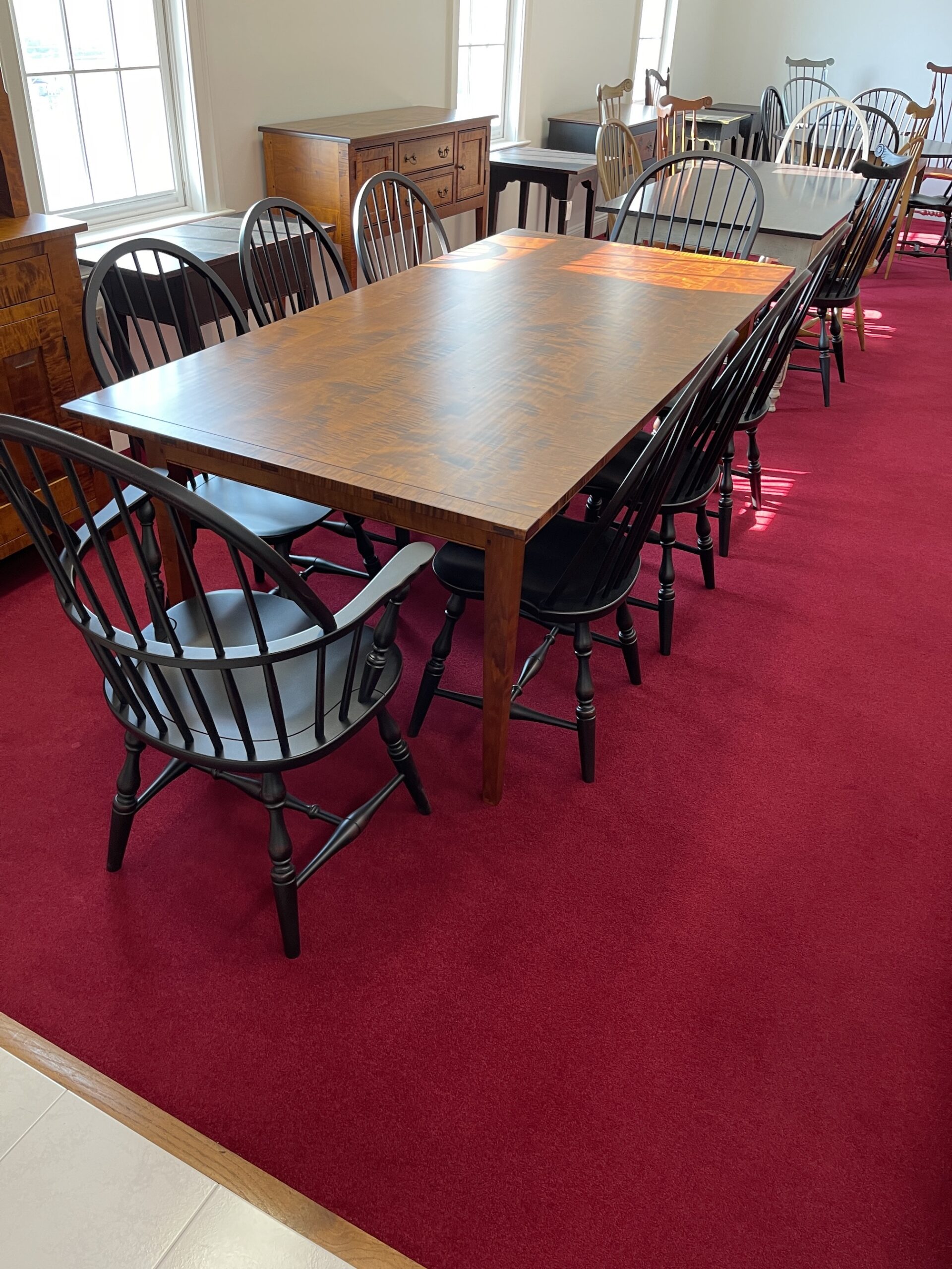 Set of 8 Windsor Chairs Antique Black over Red Finish - SOLD-image