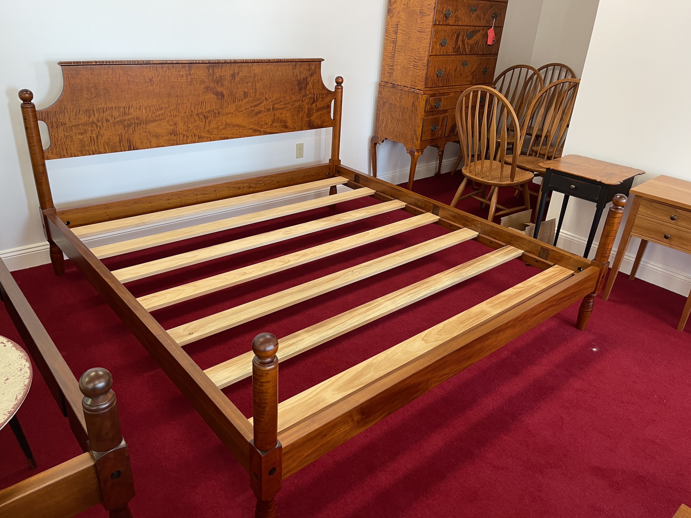 Tiger Maple Wood King Size Bed - Sold-image