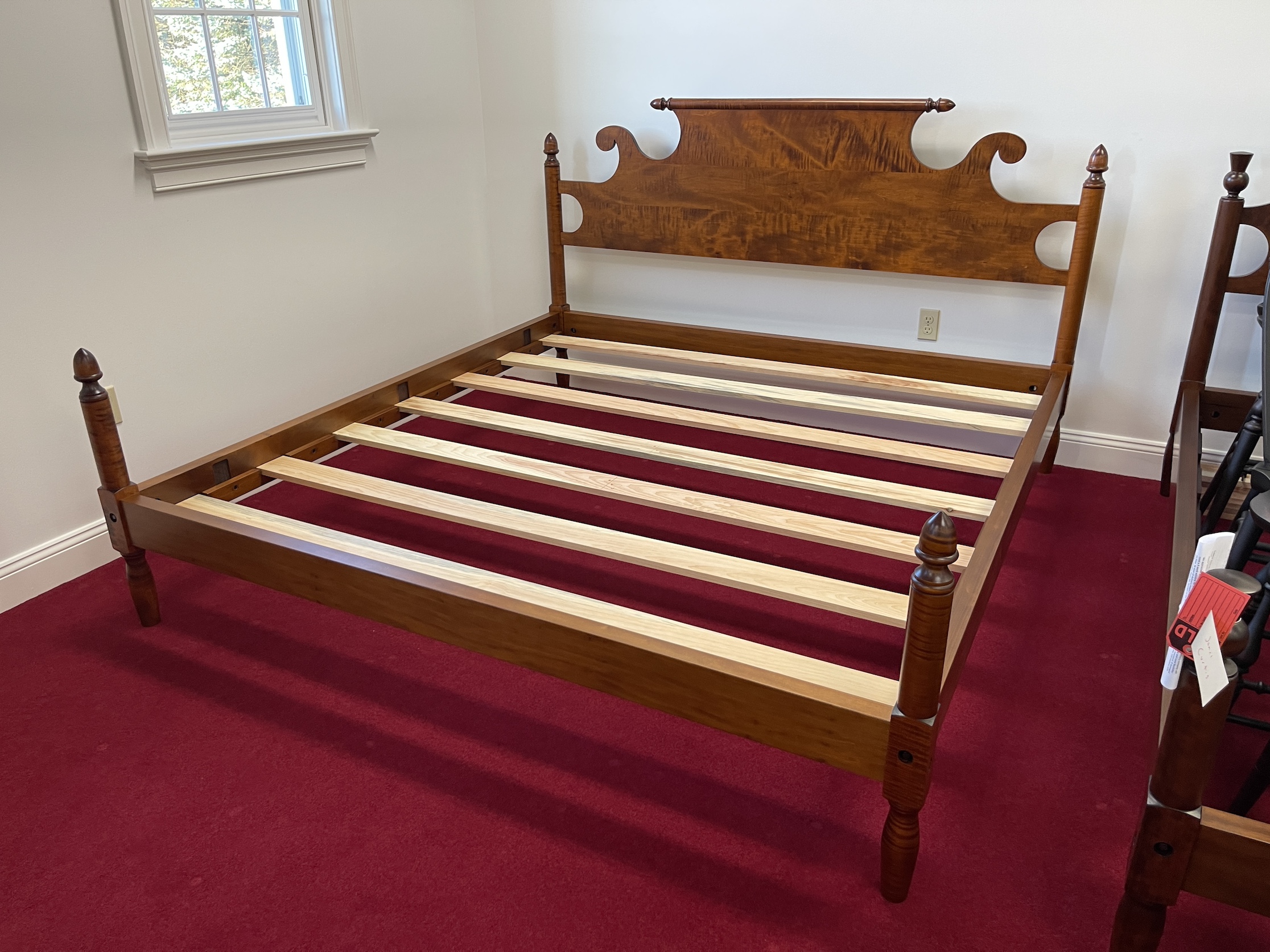 Tiger Maple Wood King Size Farmhouse Acorn Bed - Sold-image