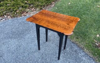 A Tiger Maple Wood Porringer Top Shaker Stand with a painted base, crafted in the USA.