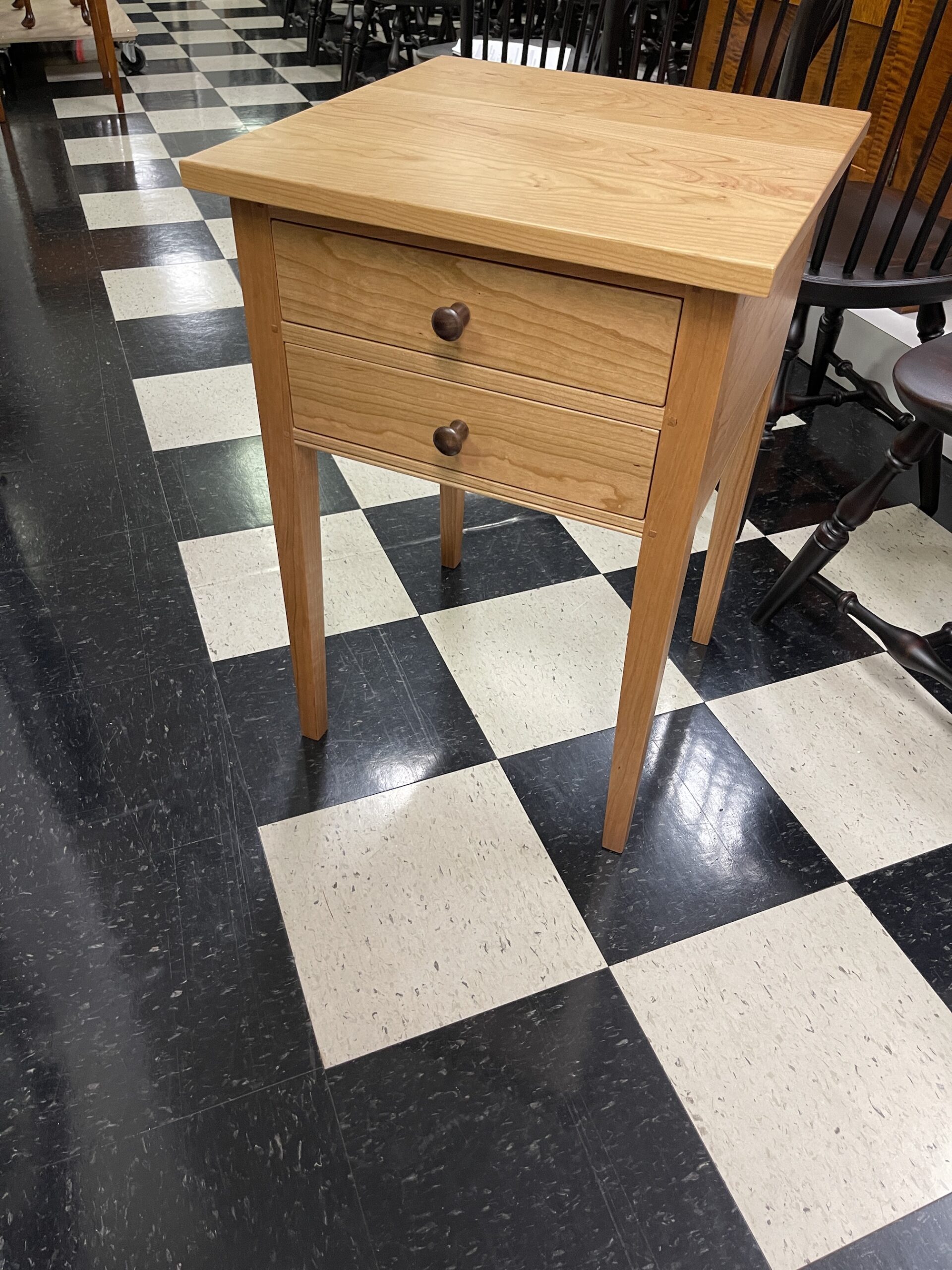 New Two Drawer Shaker Stand Cherry Wood Natural Finish with Walnut Drawer Pulls - SOLD-image